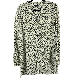 Zac & Rachel Leopard Print Long Sleeve Blouse Size Large